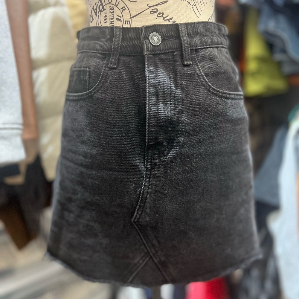 Black denim skirt